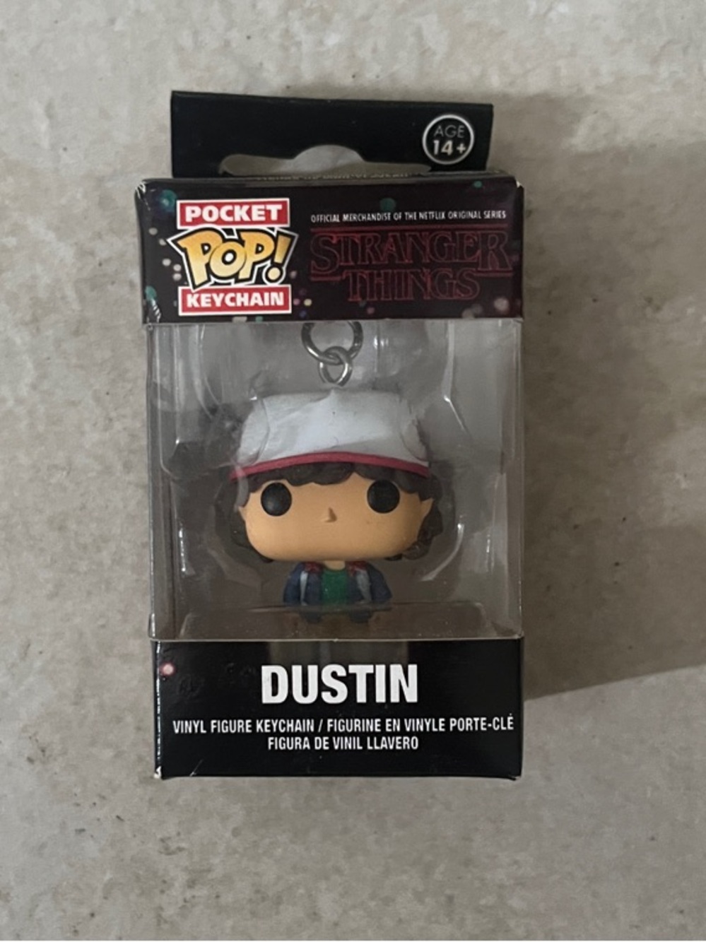 Funko Pocket Pop! Dustin Keychain - Yellow and Pink Box